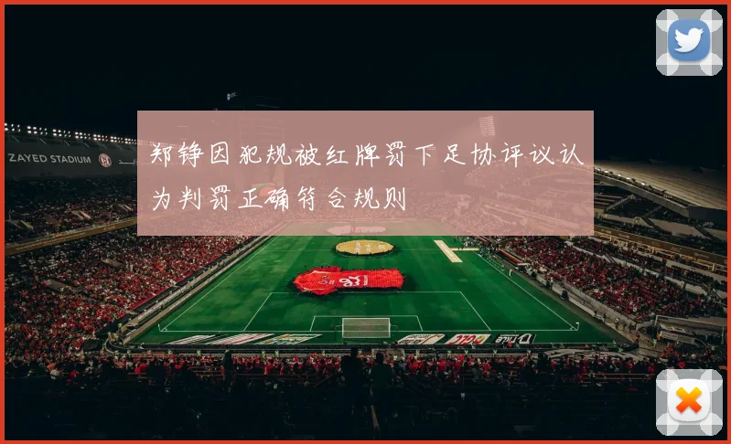 郑铮因犯规被红牌罚下足协评议认为判罚正确符合规则